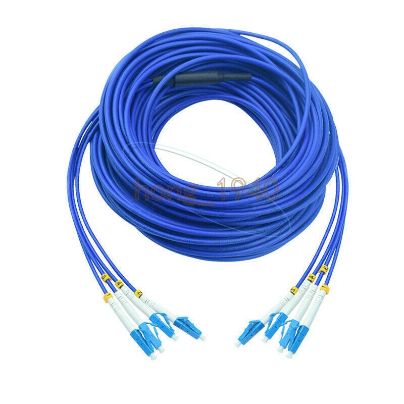 30M Indoor Armored Cable Single-Mode LC-LC 4 Strand 9/125 Fiber Optic Patch Cord