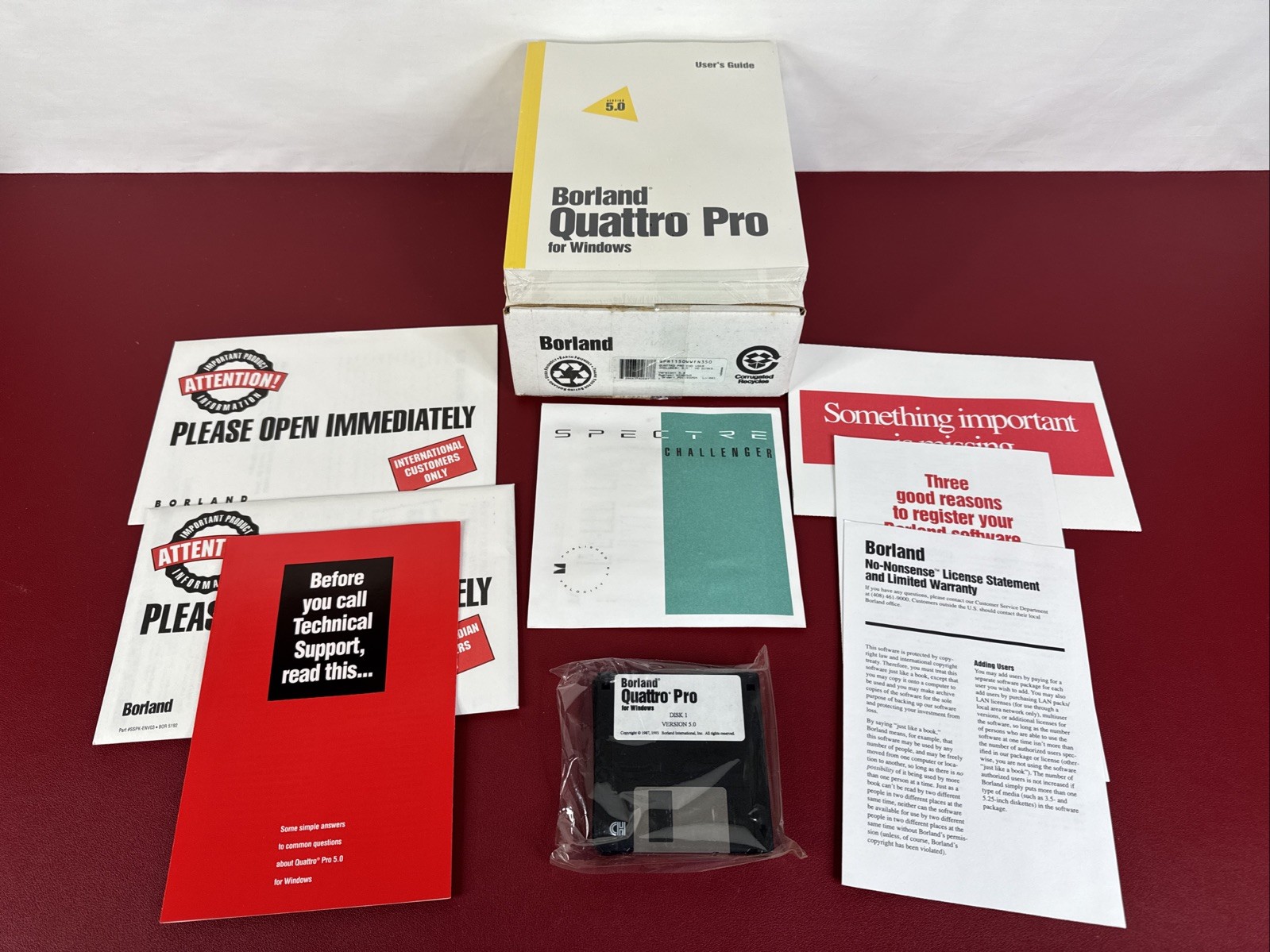 New, Borland Quattro Pro For Windows Version 5.0 3.5" Disks