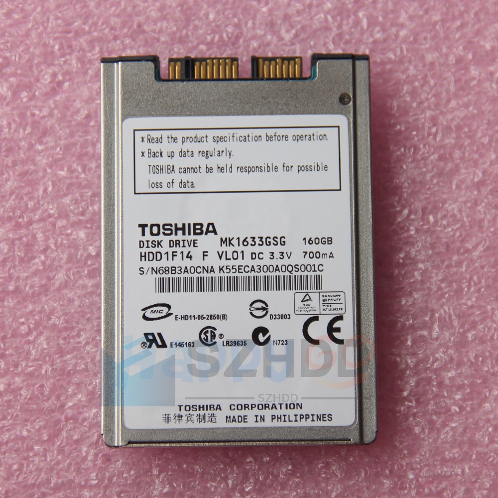 1.8" Toshiba MK1633GSG Micro SATA 160GB For HP IBM X300 X301 Dell Latitude XT2