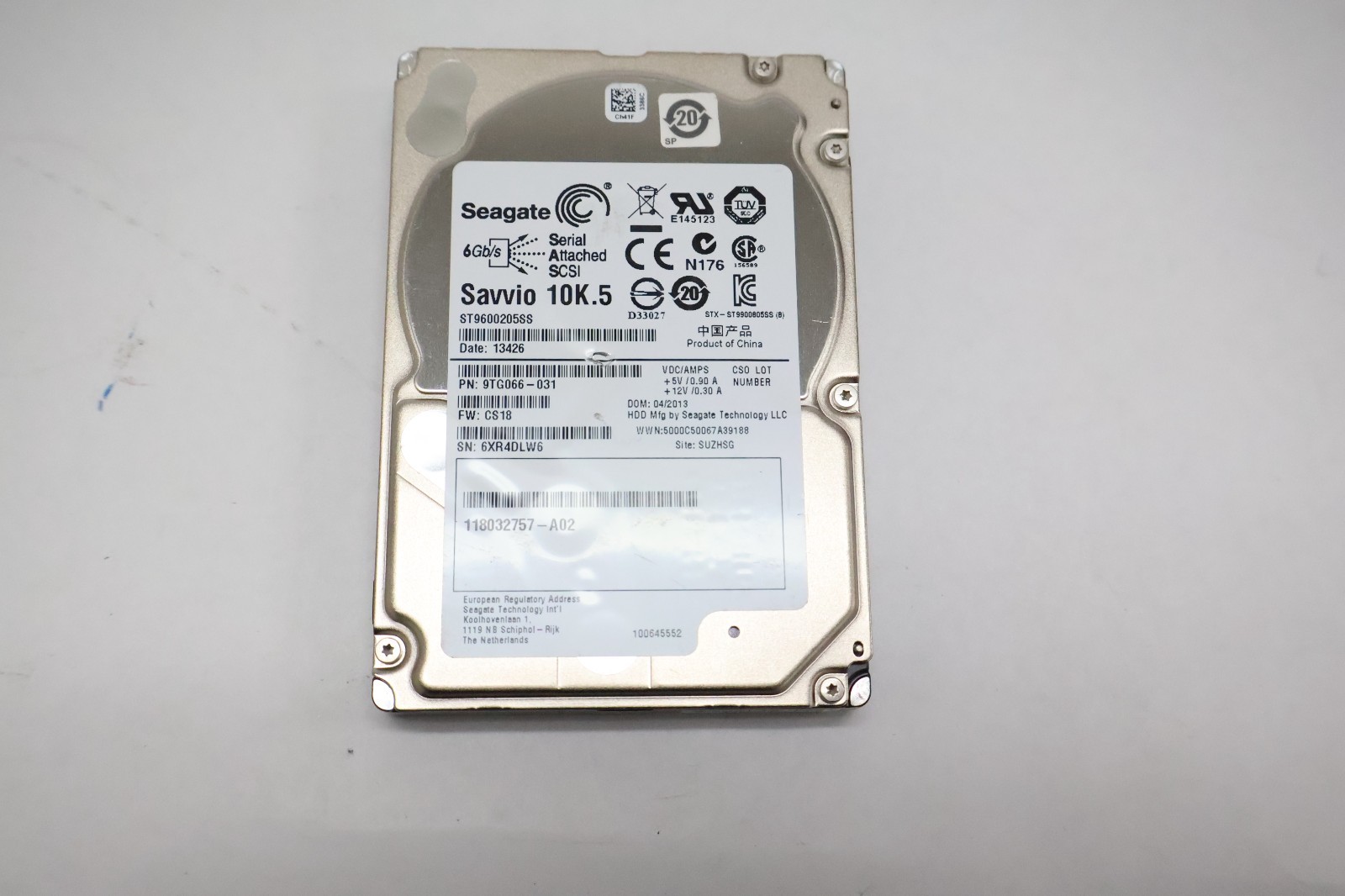 Seagate Savvio 10K.5 600GB 2.5" SAS 6Gb/s HDD ST9600205SS PN:9TG066-031 - Tested