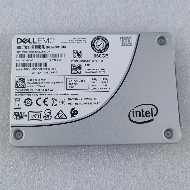 Dell EMC S4510 0T50K8 SSDSC2KB960G8R 960GB 2.5" SSD 128MB Solid State Drive.