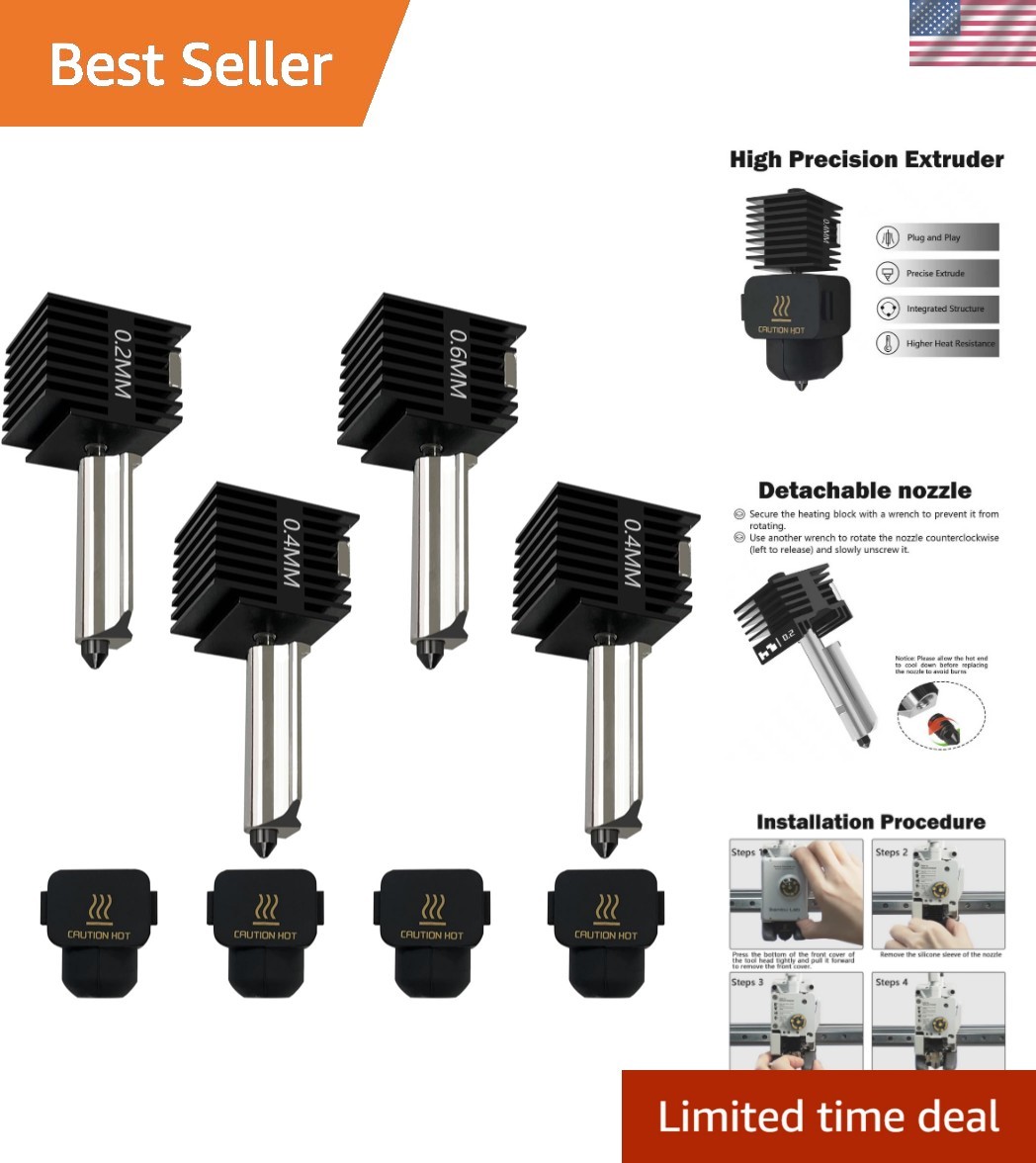 High-Temperature Steel Nozzle 4-Pack for A1 Mini – Easy Installation & Upgrade