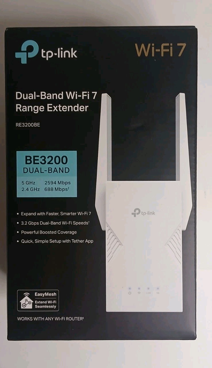 TP-Link BE3200 Range Extender Dual-Band Wi-Fi 7 ~ Whole Home ~ NEW Open Box $99