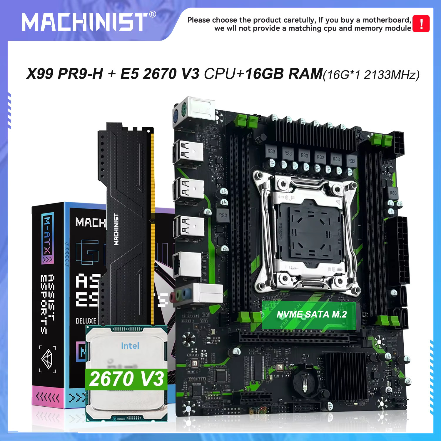 PR9 H MACHINIST X99 Motherboard LGA 2011-3 Set Combo Optional Xeon E5 2670 V3