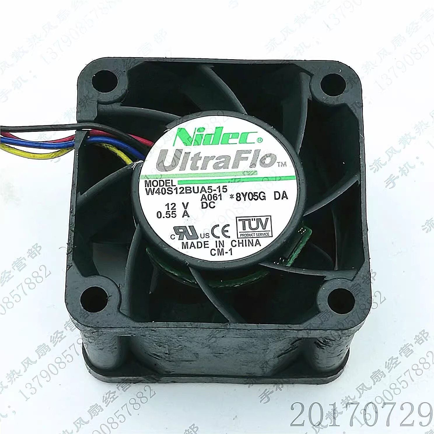 Nidec W40S12BUA5-15 4028 DC12V 0.55A 4CM 4-Wire Axial Cooling Fan