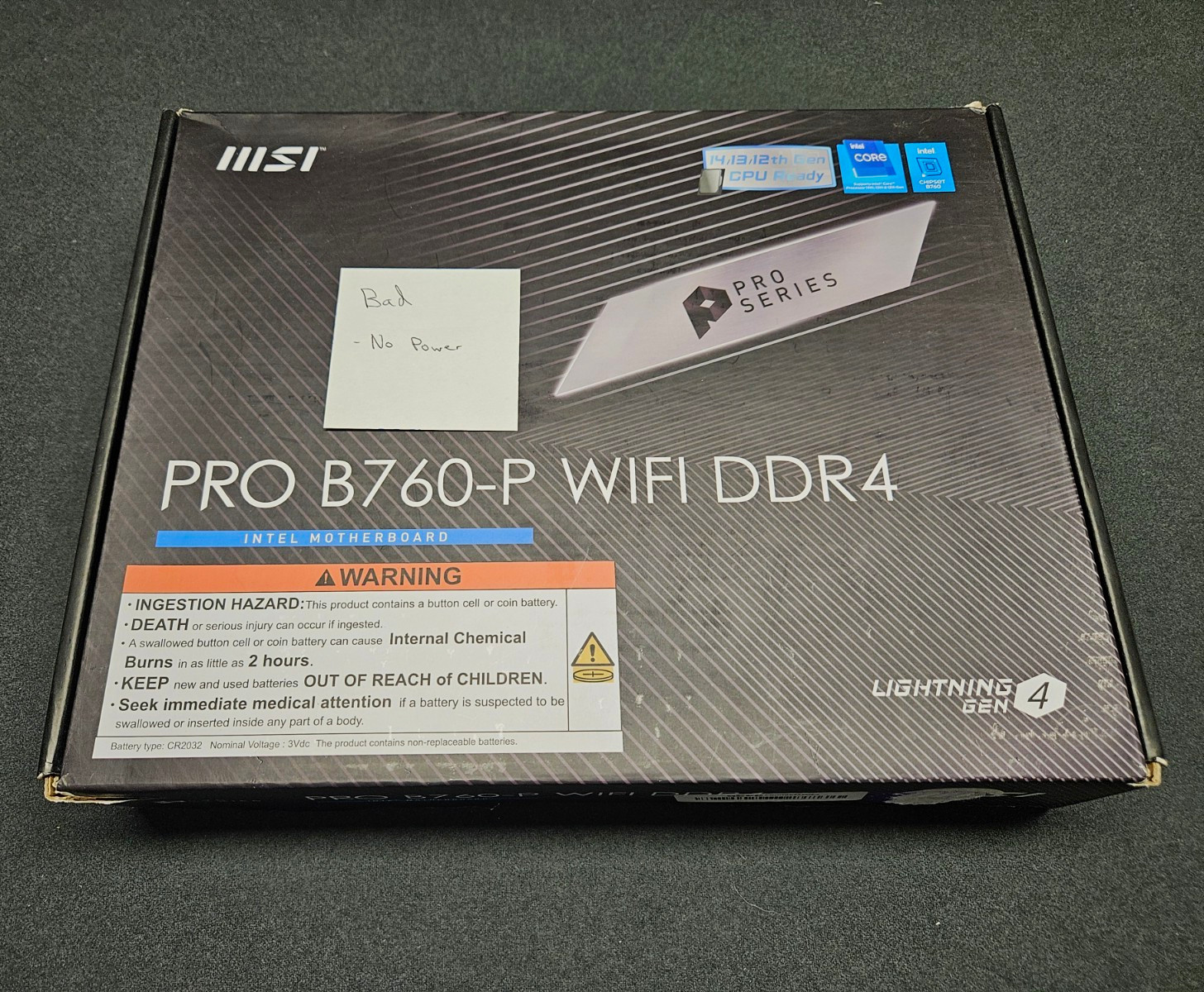 MSI PRO B760-P WIFI DDR4 ATX LGA1700 Intel Motherboard HDMI RJ-45 Audio *AS-IS*