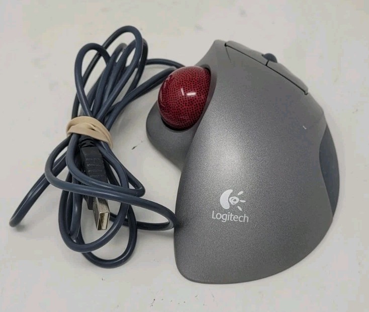 Logitech T-BB18 TrackMan Wheel Marble Mouse Wired USB Trackball Ball 