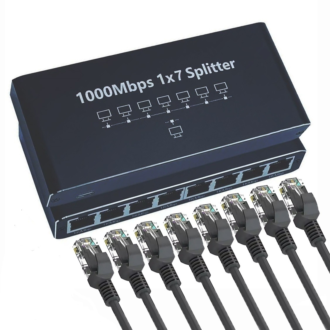 RJ45 Gigabit Ethernet Splitter 1000Mbps LAN Network Internet 1 to 7 Out Adapter
