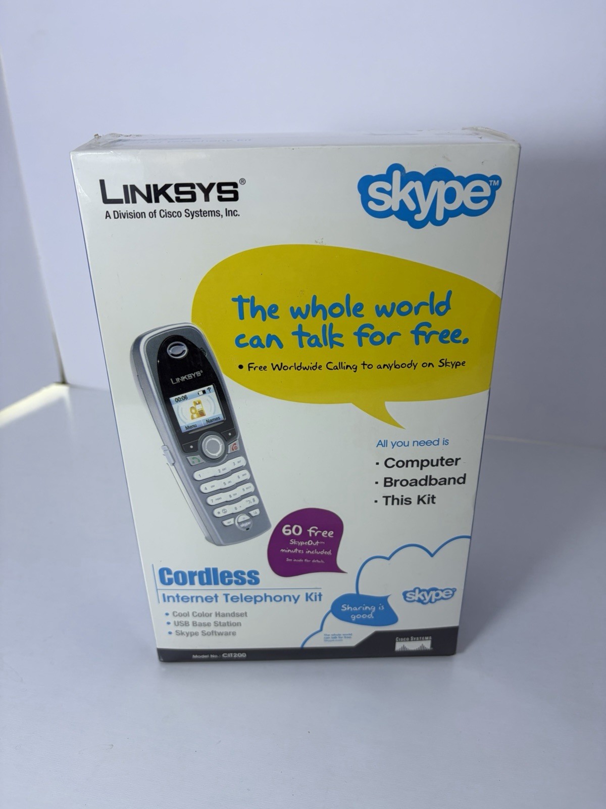 Linksys CIT200 Cordless Internet Telephony Kit Skype Phone Vintage NIB Sealed