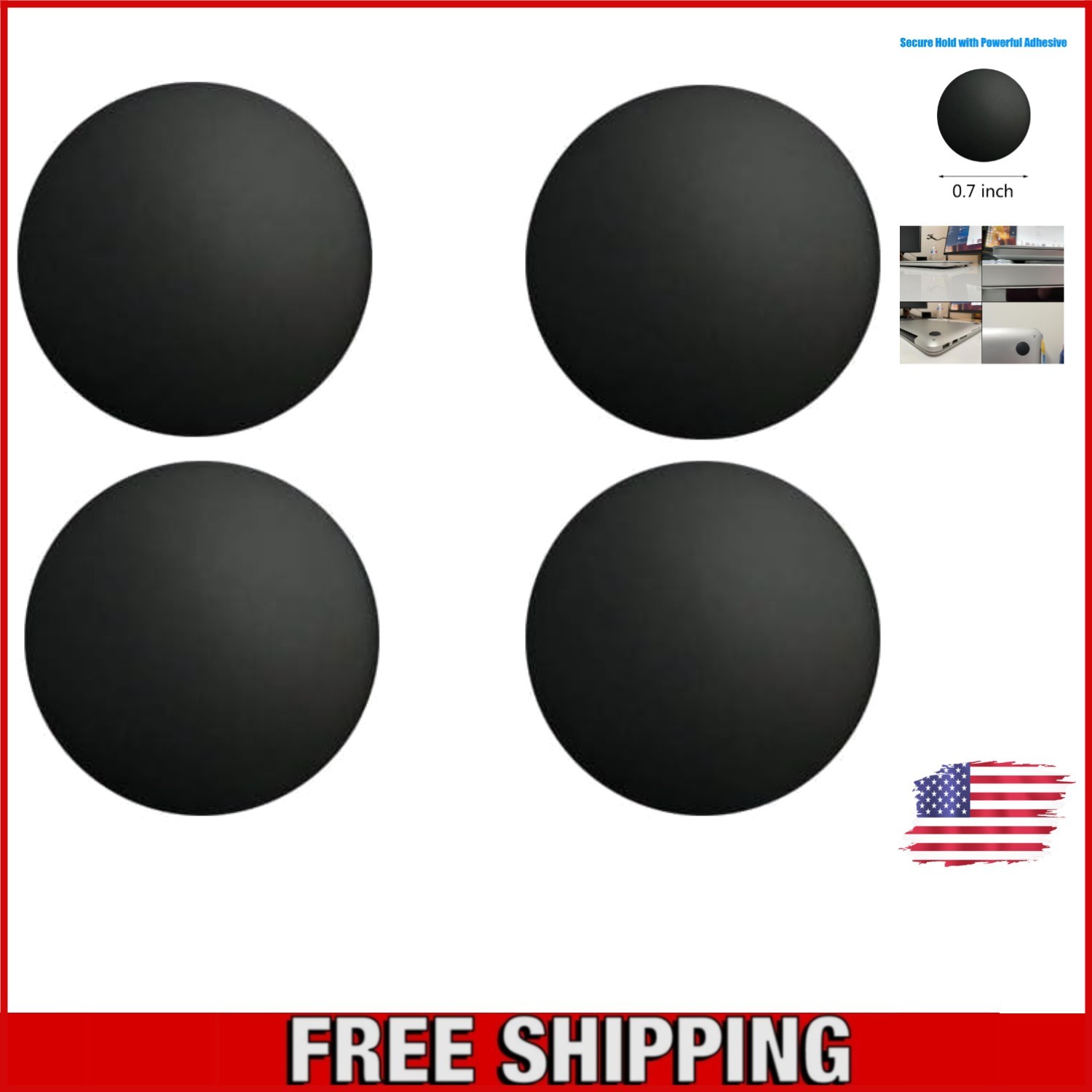 4-Pack 0.7 inch Non-Slip Rubber Feet for MacBook Pro & Air - Improved Cooling