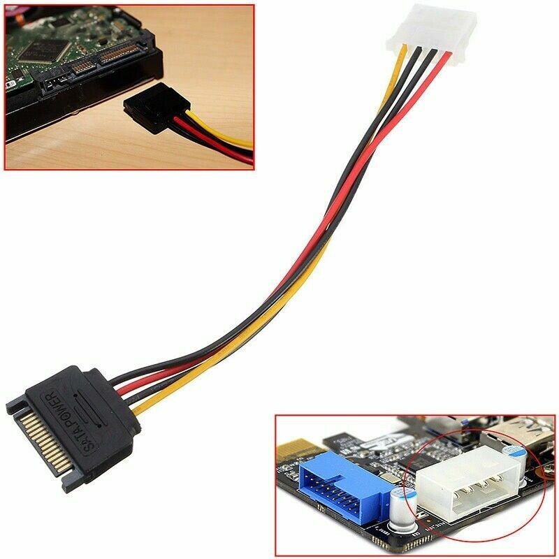 5 x Male Female 4-pin Power Drive Adapter adaptor Cable to Molex IDE SATA 15-pin