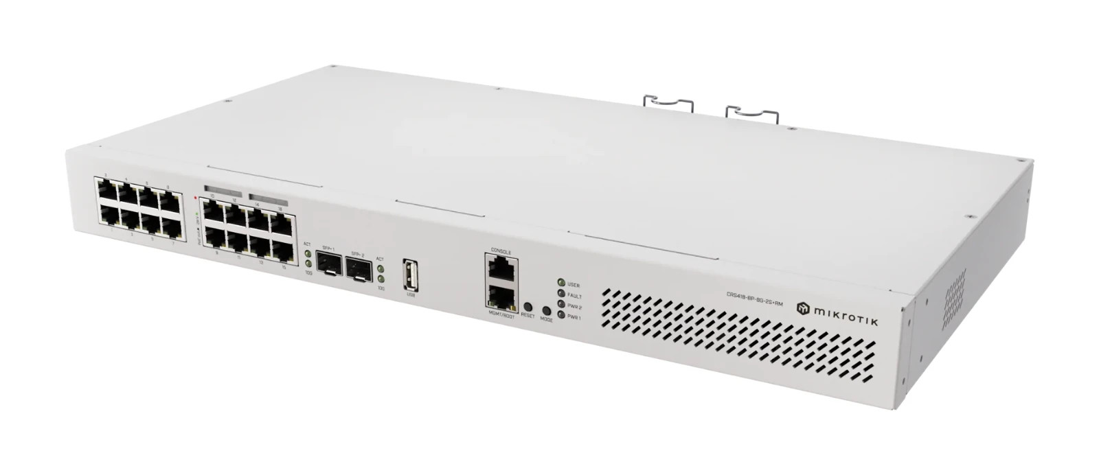 MikroTik CRS418-8P-8G-2S+RM Cloud Router Switch, 8x PoE+ Ports, 2x 10G SFP+