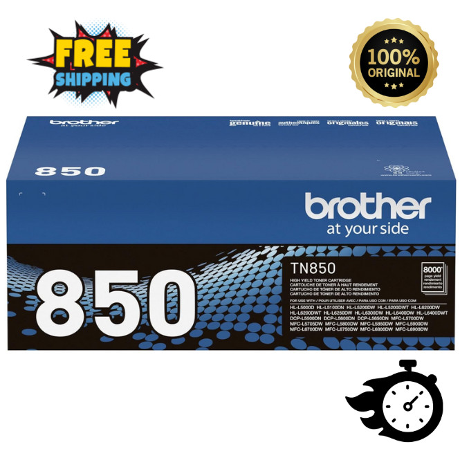 Brother TN-850 Black Toner Cartridge – High Yield, New, Sealed, Fast Shipping