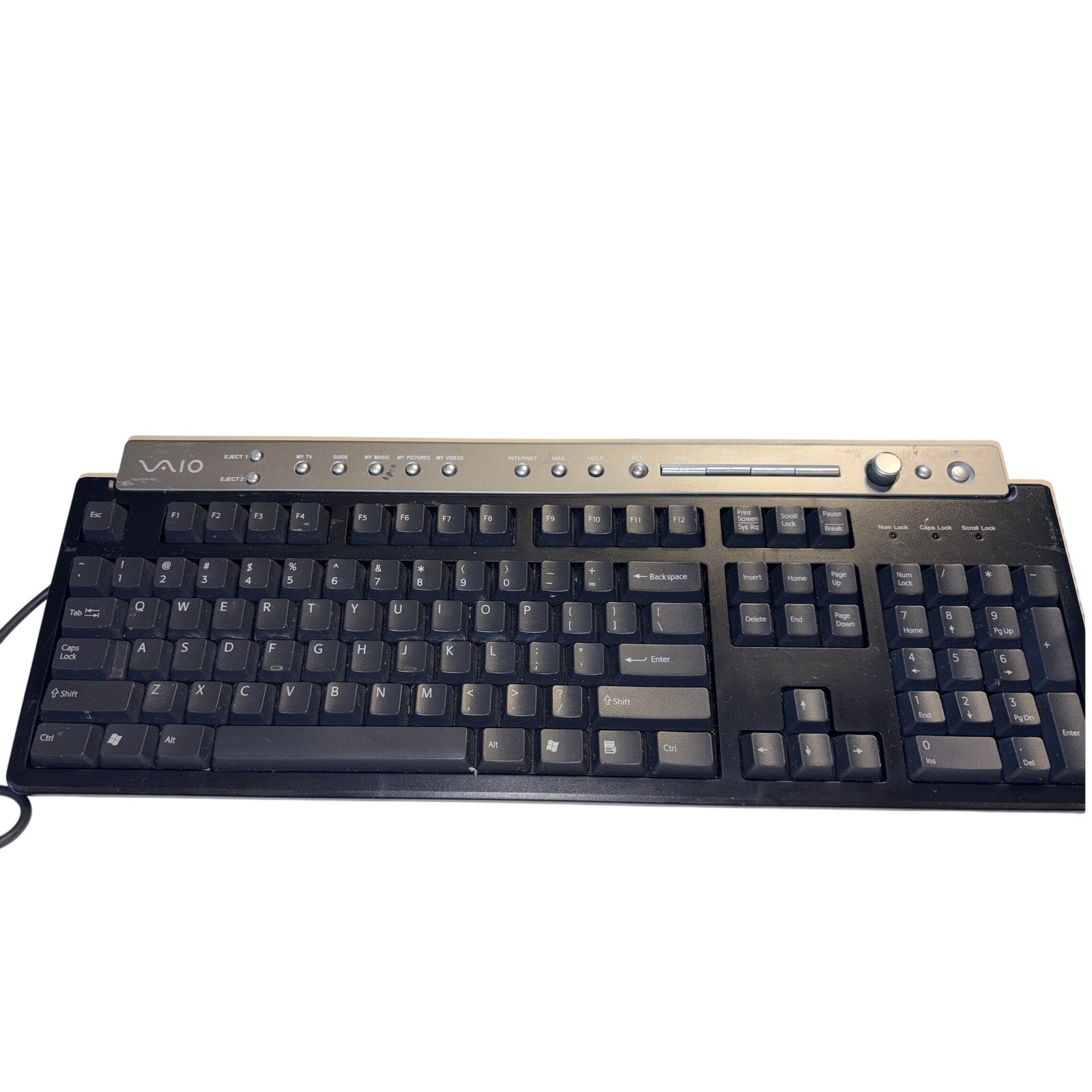 Sony Vaio PCVA-KB7P/U Wired Multimedia Keyboard Black Silver PS/2 Media Keys