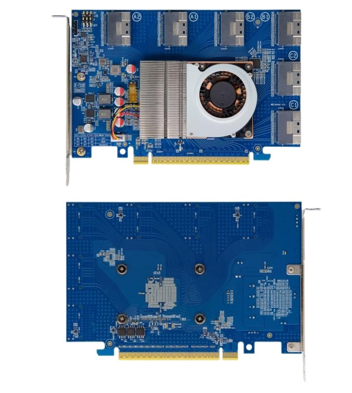 PLX88096 Expansion Card PCIe 4.0 x16 TO 6*SFF-8654 SlimSAS 12*NVMe U.2 US