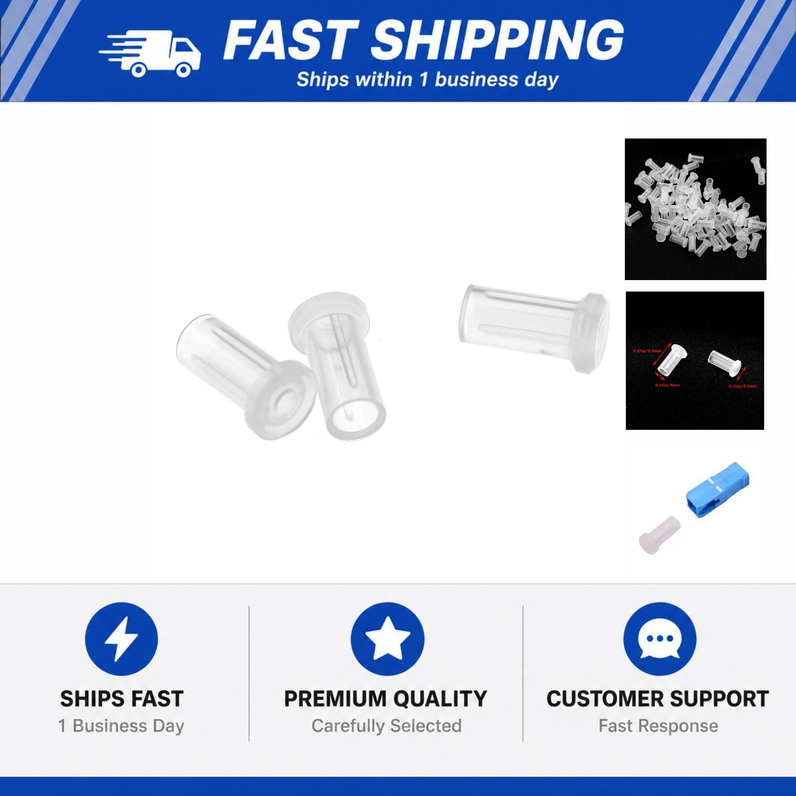 100PCS Clear Fiber Optic Dust Caps Fiber Optic T-Shaped Dust Cap for Devices
