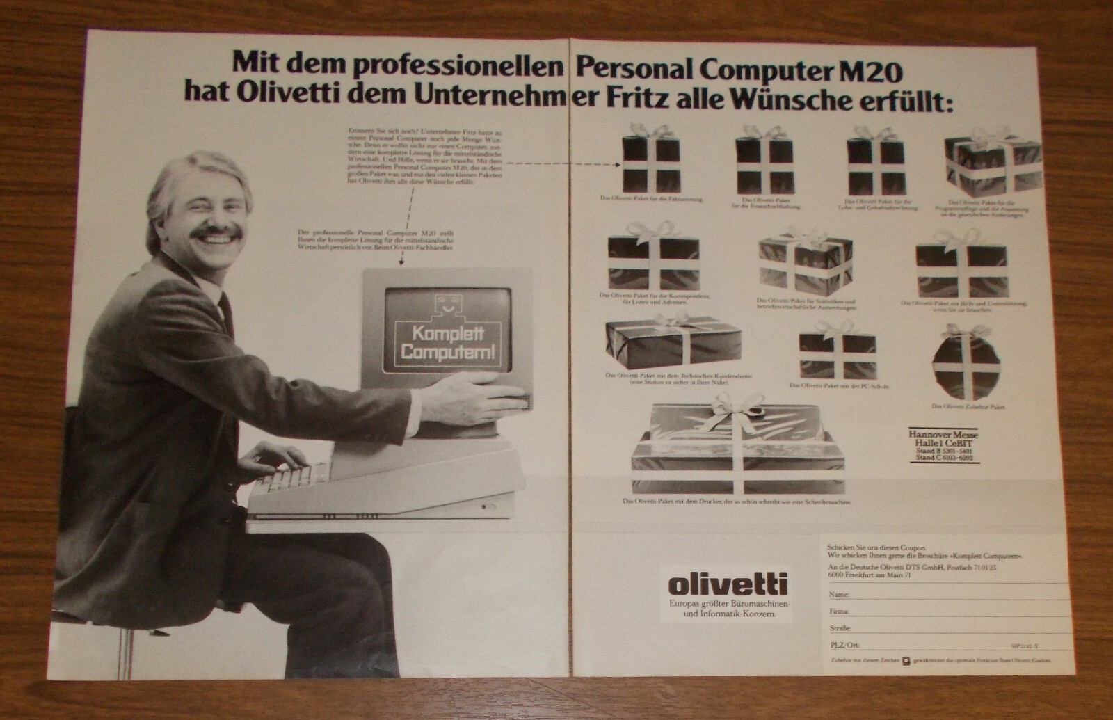 Rare Advertising OLIVETTI M20 Personal Computer #2 1983