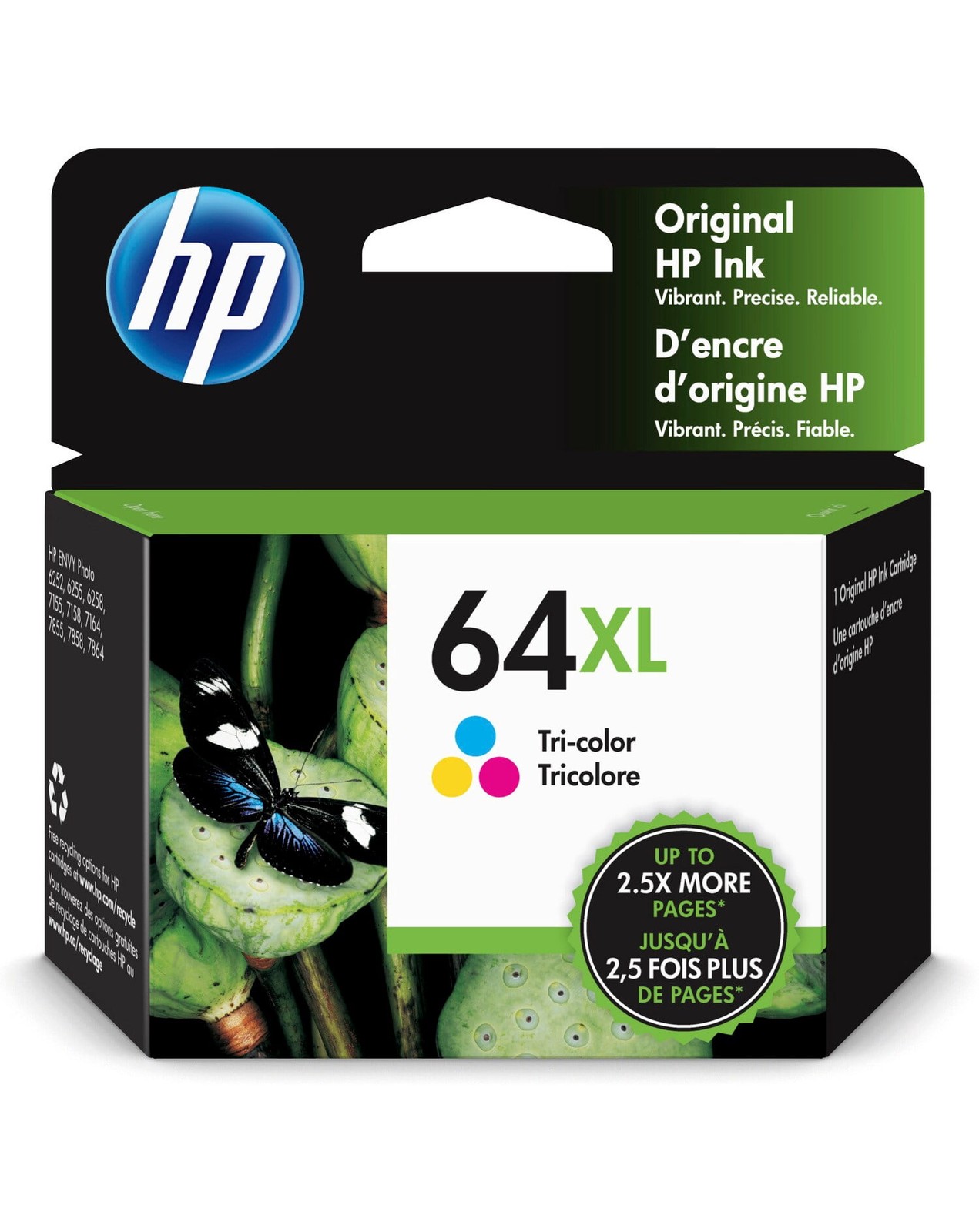 HP 64XL Tri-Color Ink Cartridge for HP Printers High Yield N9J91AN#140