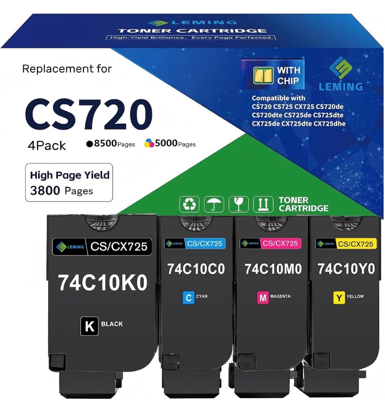 CS720 CS725 CX725 Toner Cartridges for Lexmark CS720 CS725 CX725 CS720de CS720dt