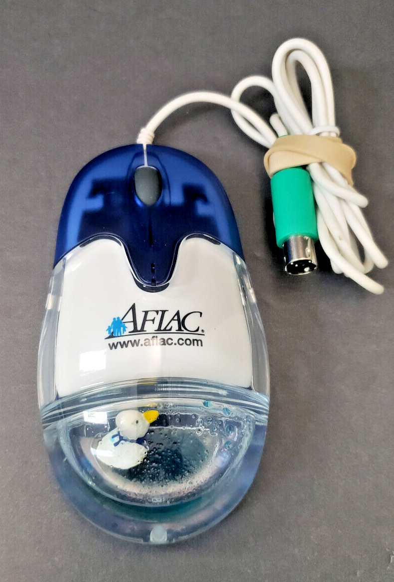 AFLAC Duck Floating in Water Wired Aqua Computer Mouse Transparent Vintage Swag