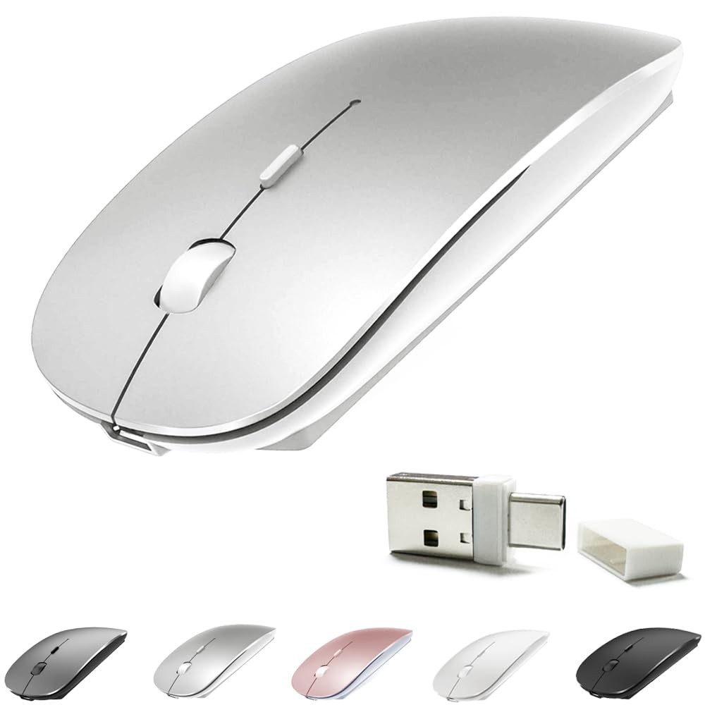 Rechargeable Bluetooth 5.2/3.0/TypeC/USB2.4G Mouse for MacBook/MacBook air/Pr...