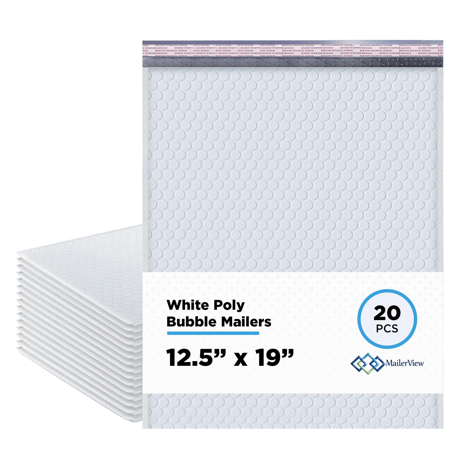 Arctic White Bubble Mailers 12.5x19 Poly Padded Envelopes #6 20 Pack