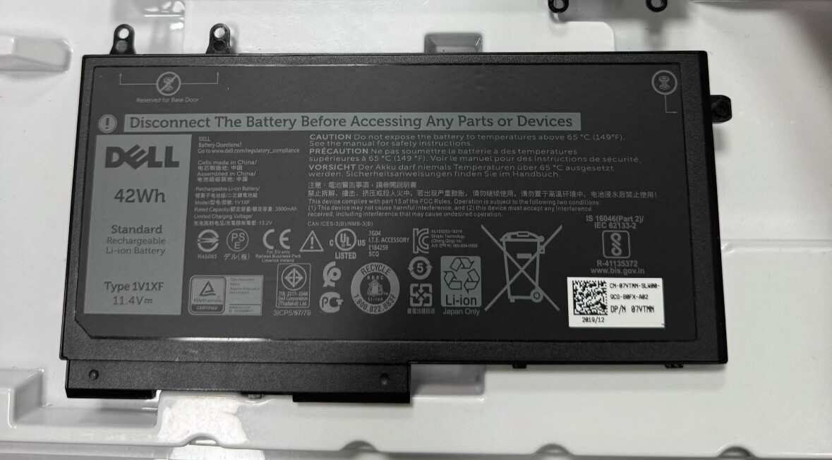 Genuine 42Wh 1V1XF 27W58 Battery For Dell Latitude 5500 5510 Precision 3540 3550