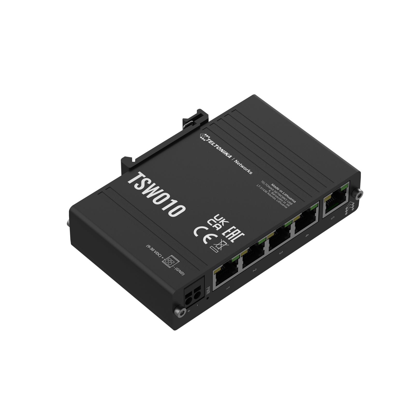 Teltonika Networks TSW010 Rugged Industrial Switch with Din-Rail Mount
