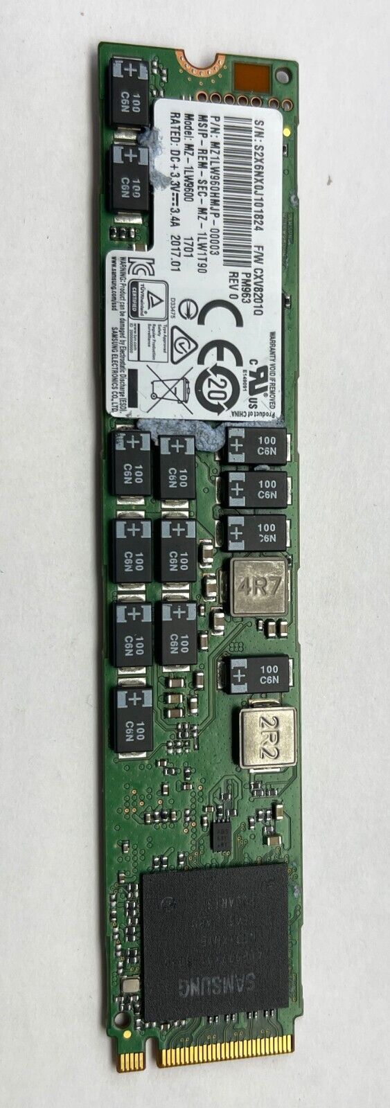 Samsung PM963 960GB M.2 22110 NVMe PCIe SSD 1.3 DWPD MZ-1LW9600 MZ1LW960HMJP