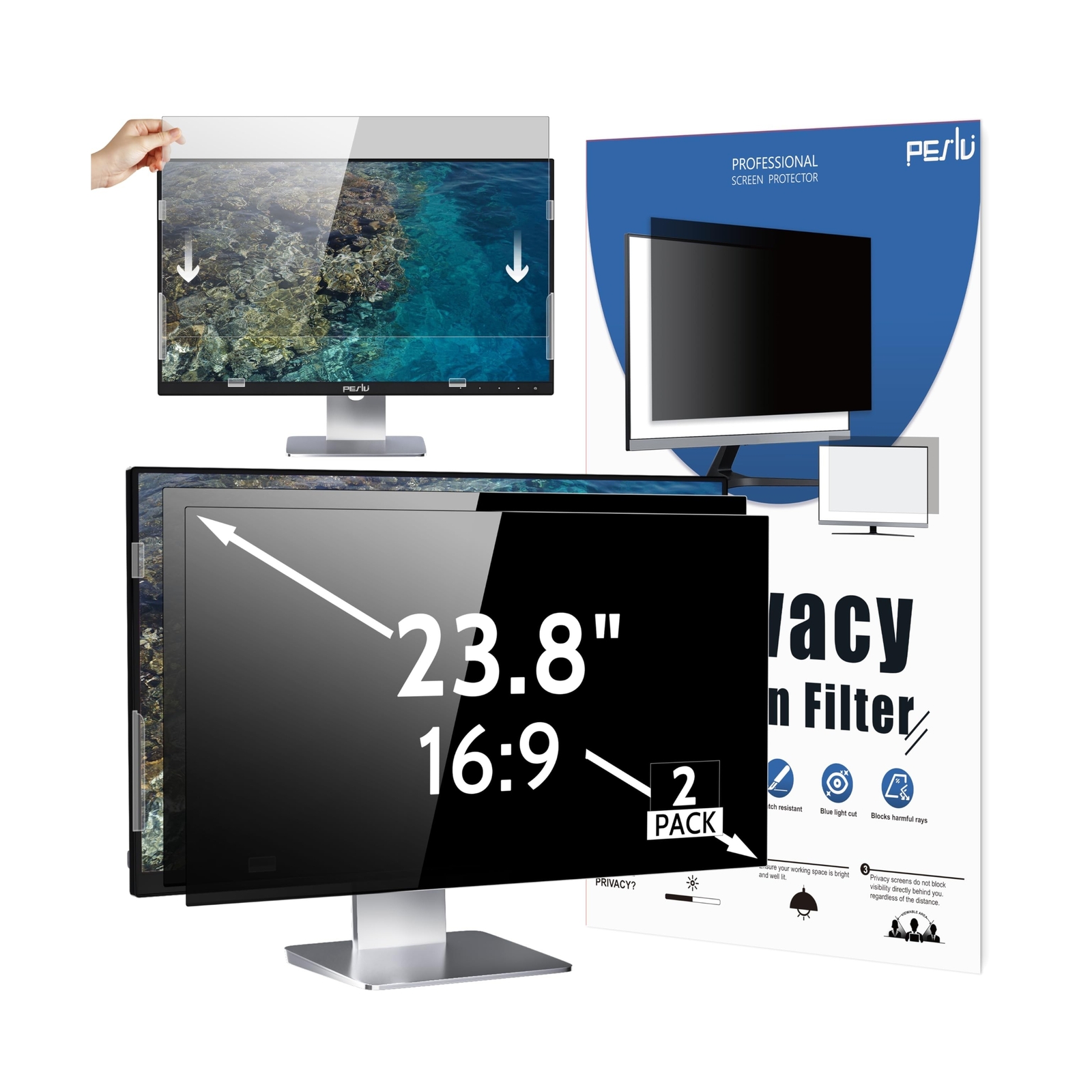 [2-PACK] 23.8 Inch 16:9 Computer Privacy Screen for Widescreen Monitor, 23.8i...