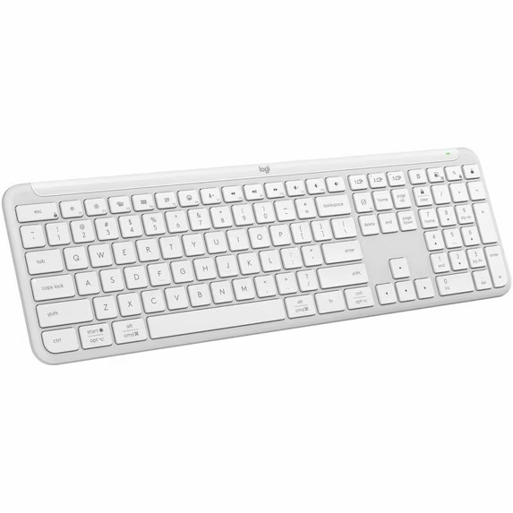 Logitech K950 Signature Slim Wireless Bluetooth Keyboard - Sleek Design - White