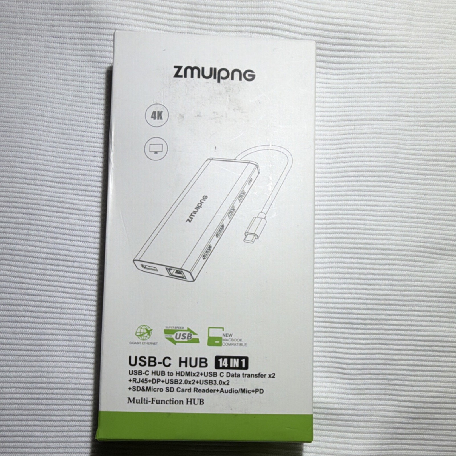 Zmuipng 14-in-1 USB-C Hub Silver HDMI USB SD Card Reader Audio PD Ethernet