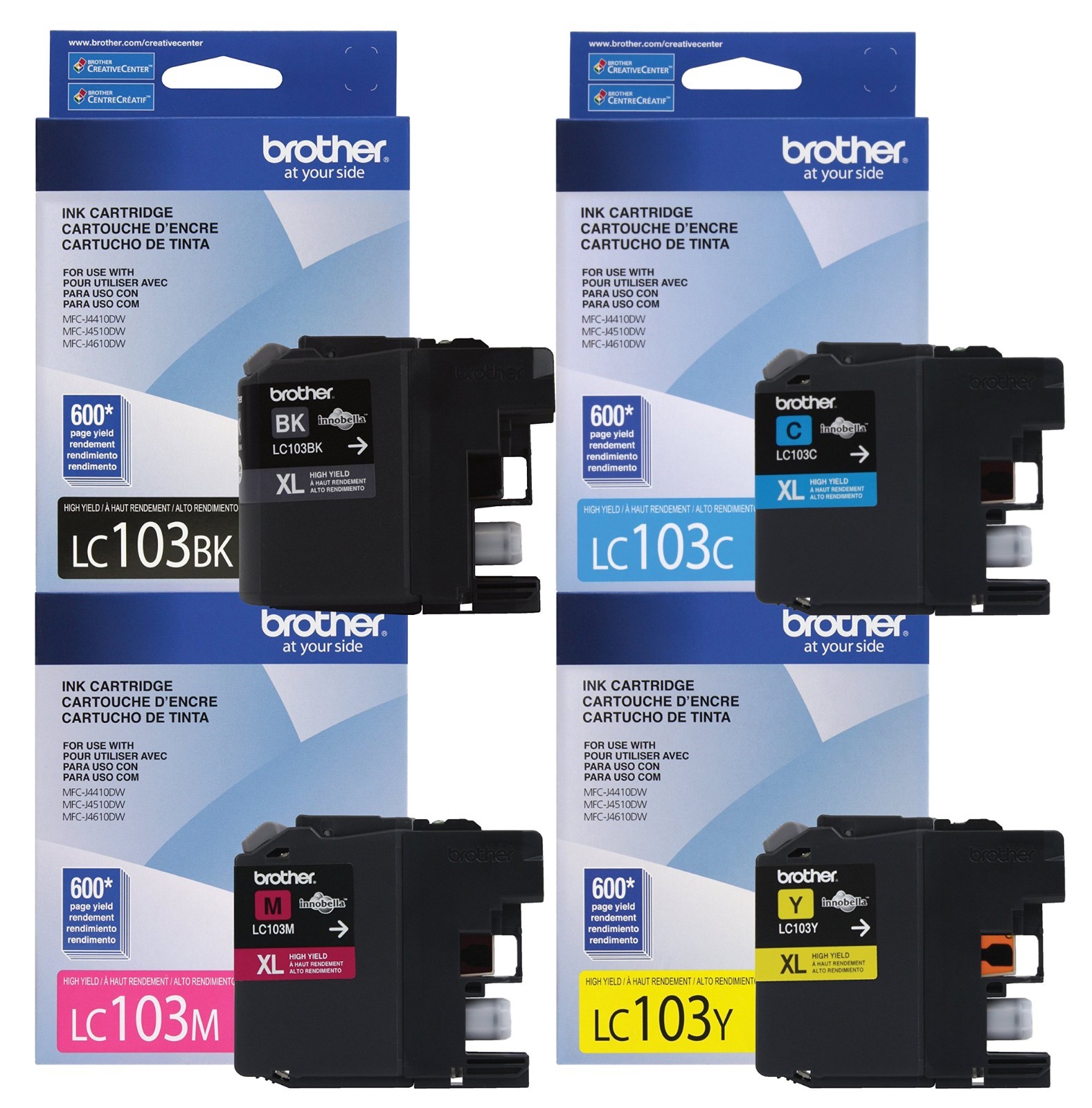 GENUINE NEW Brother LC-103 LC-103XL Color Ink Cartridge 4 Pack
