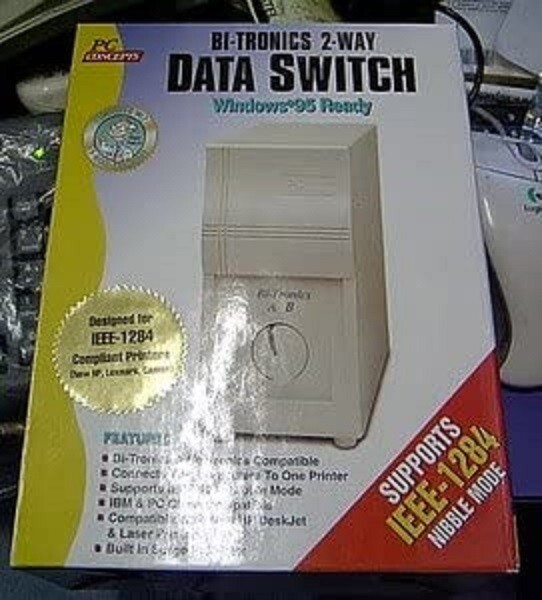 2-Way A/B I/O DB25 Parallel Printer Manual Rotary Switch Box Serial NEW IN BOX