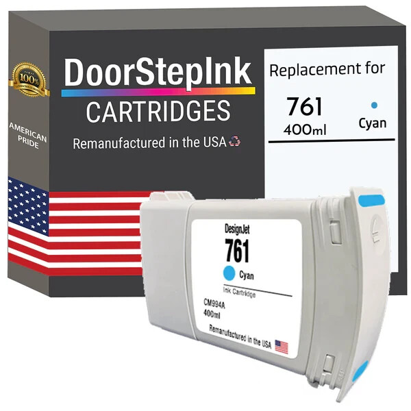 DoorStepInk Compatible Ink Cartridges For HP 761 (CM994A) Cyan 400ml-USA