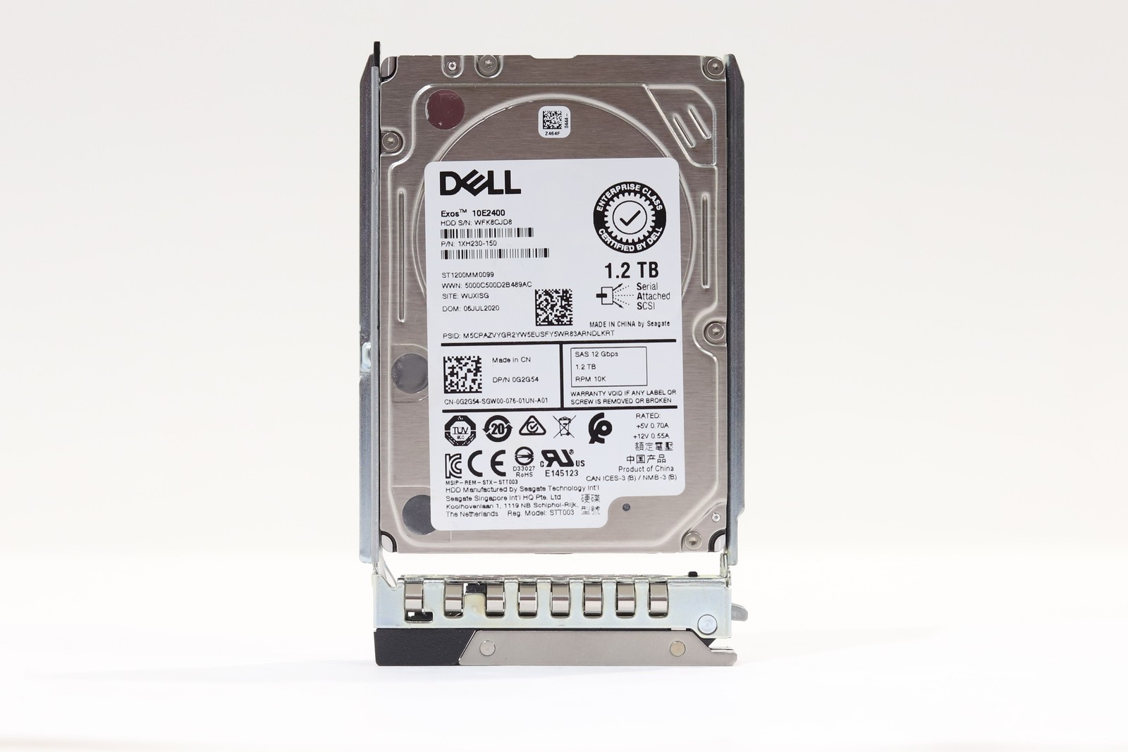 Dell ST1200MM0099 1.2TB 2.5" 12Gb/s 10K RPM SAS HDD W/Caddy Dell P/N: 0G2G54
