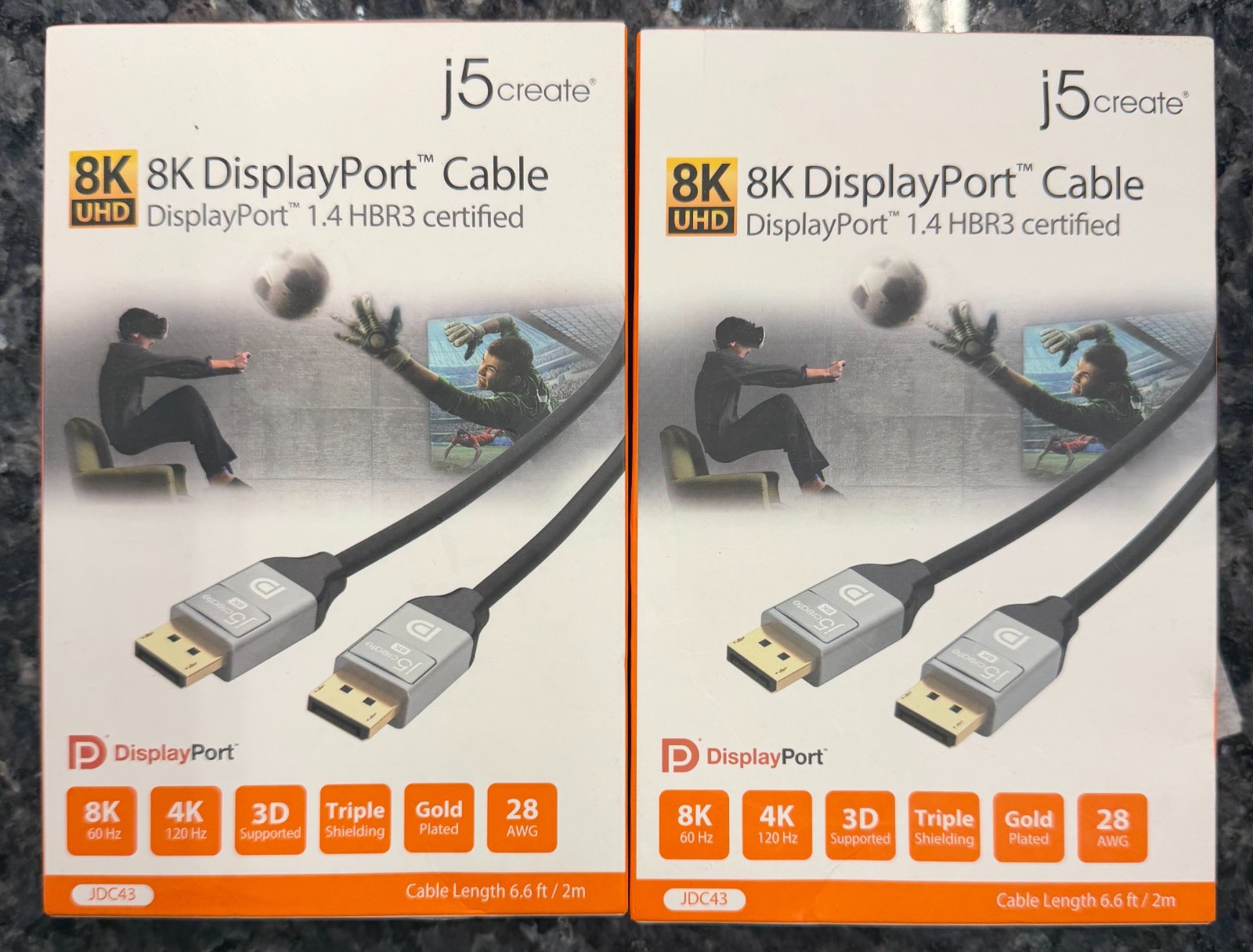 Brand New j5 Create 8k DisplayPort Cable 1.4 HBR3 Certified 2 - Pack On Sale 