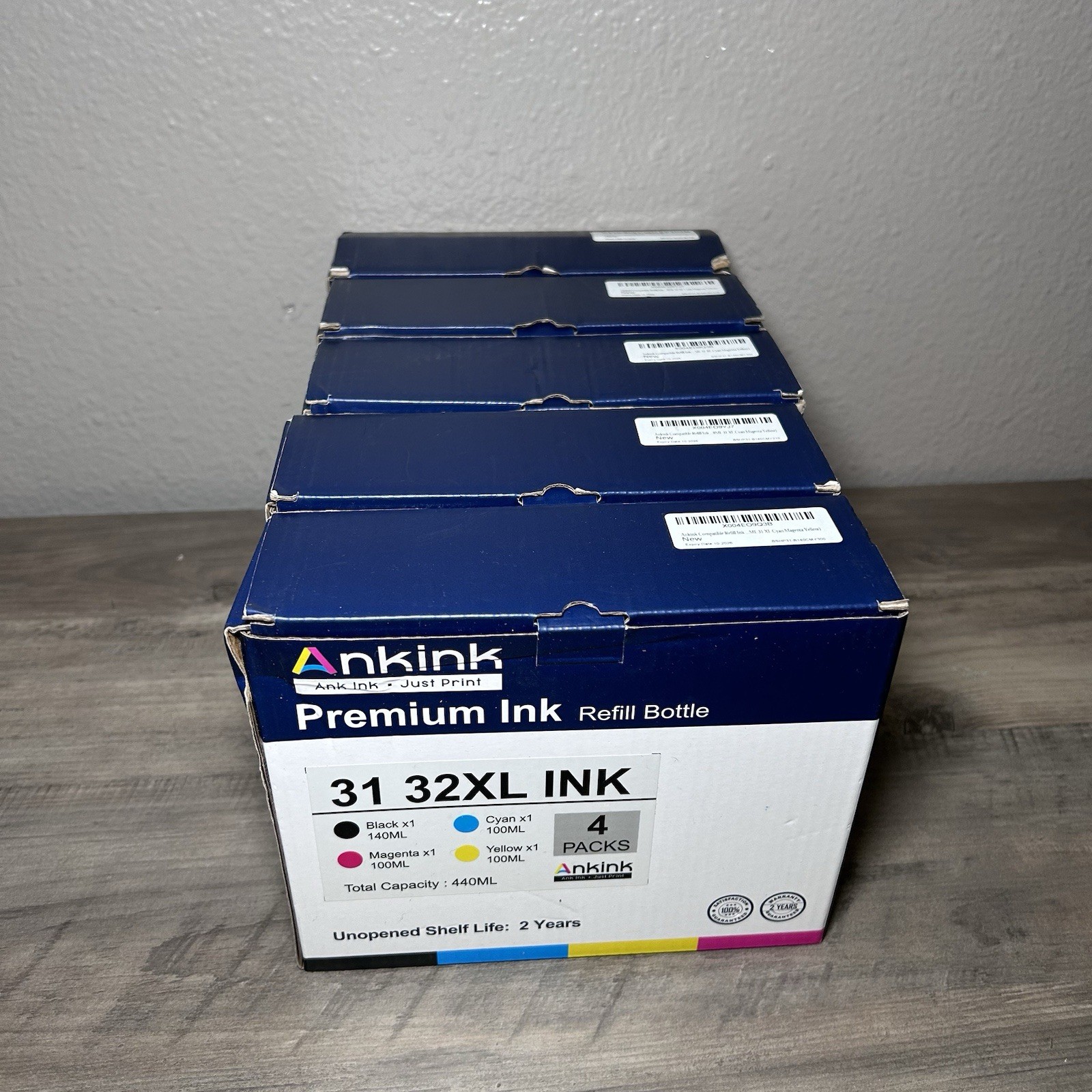 New Ankink 31/32XL Ink 4 Packs Refill Bottle - 7 Full Boxes - 28 Total Bottles