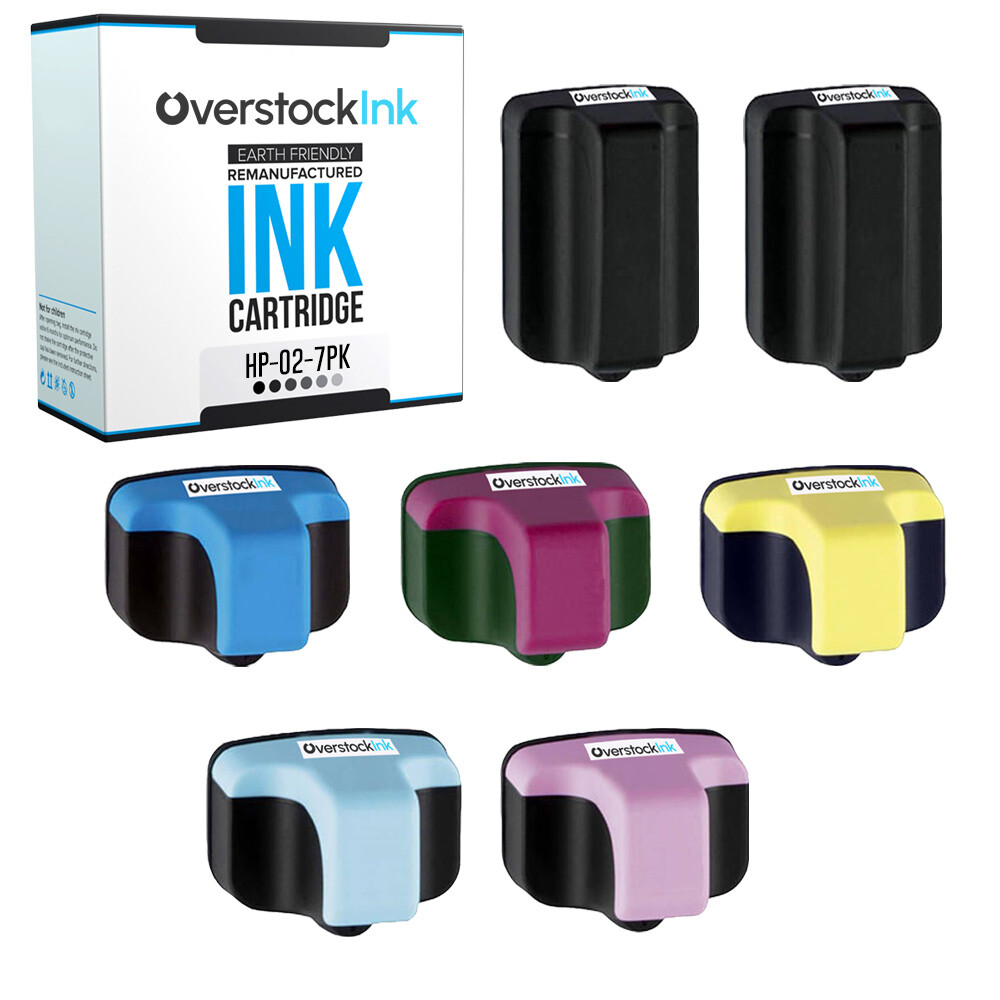 7PK Compatible OSI HP 02 Printer Cartridges for HP PhotoSmart C7200 C7250 C7275