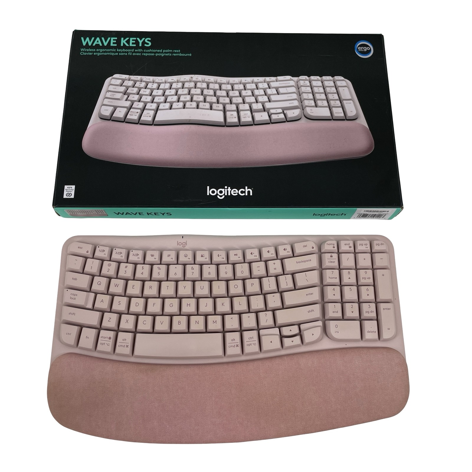 Logitech Wave Keys Bluetooth Ergonomic Keyboard Rose YR0096 #ND1403