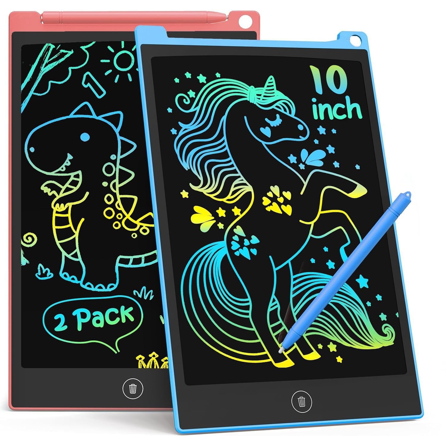TECJOE Colorful LCD Doodle Board 2 Pack 10 Inch Kids
