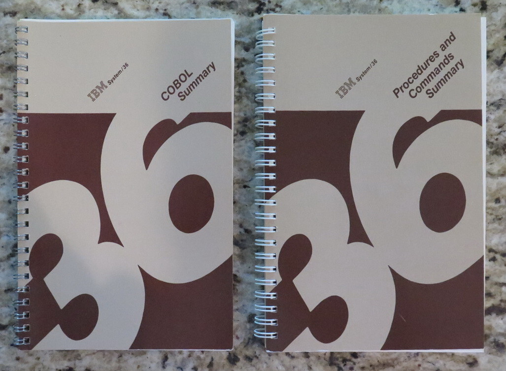 IBM System/36 COBOL Summary & Procedures and Commands Summary (Spiral) 2nd RARE 