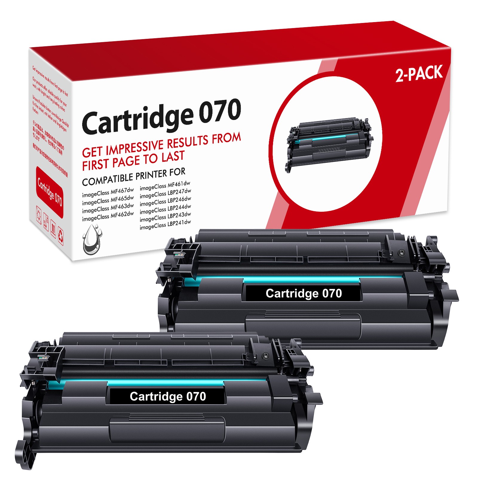 070 Black Toner Cartridge for Canon imageCLASS MF462dw MF461dw LBP241dw Lot