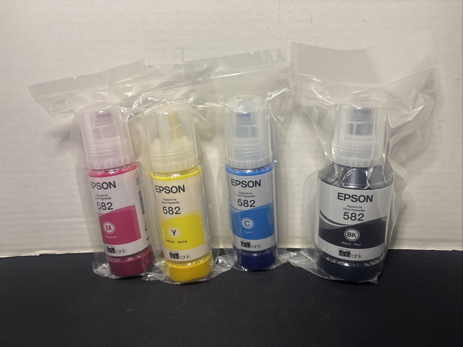 Epson 582 Ink Bottles Four Pack Black Cyan Yellow Magenta New Sealed 🔴🟡🔵⚫️