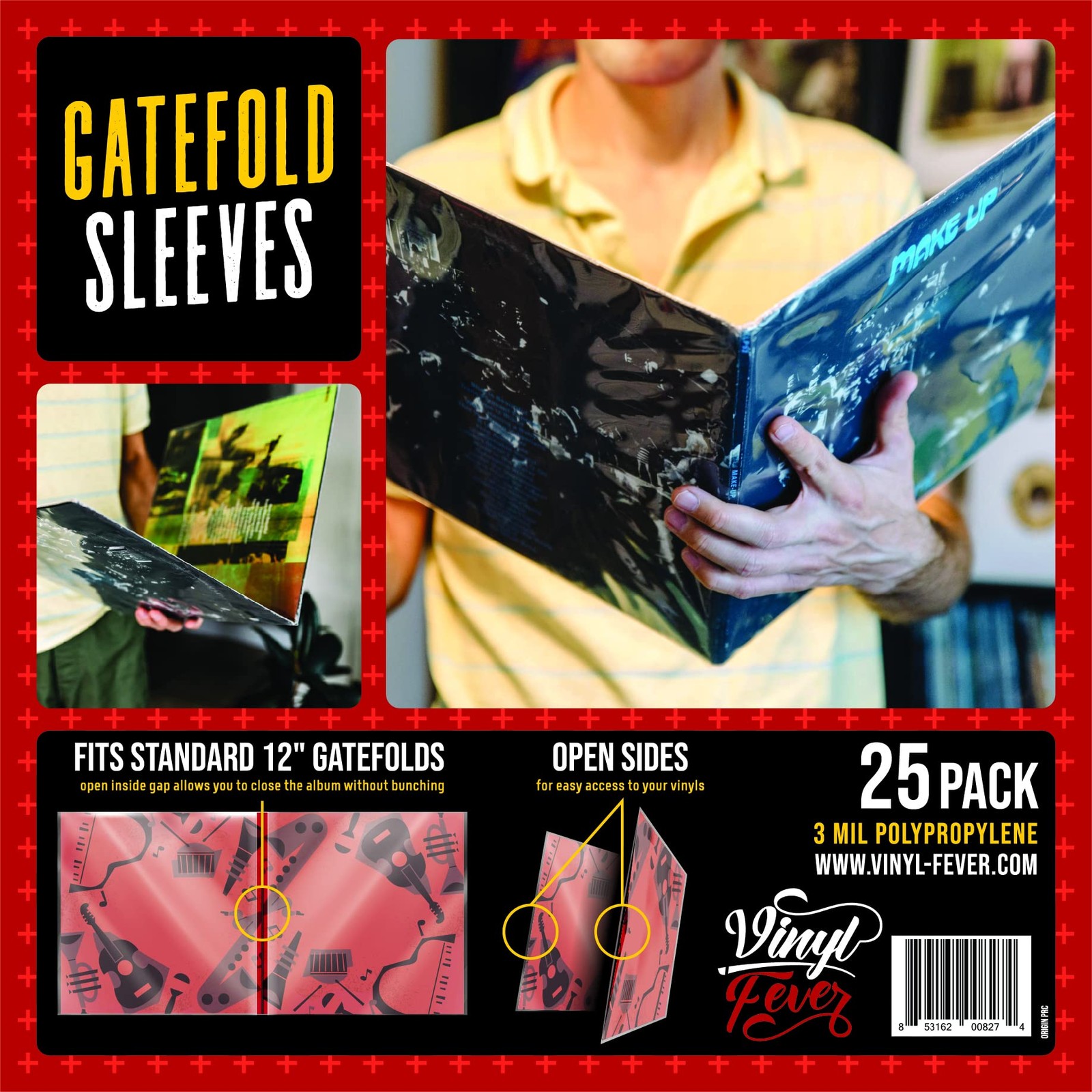 Gatefold Outer LP Sleeves for 12 Inch Vinyl Record Storage | 3 25 Pack, Clear 