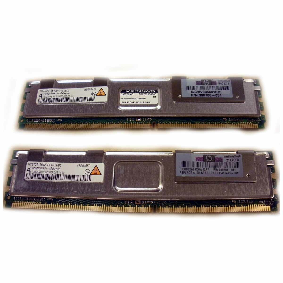 HP 397411-B21 2GB (2x 1GB) PC2-5300 Memory Kit 416471-001 398706-051