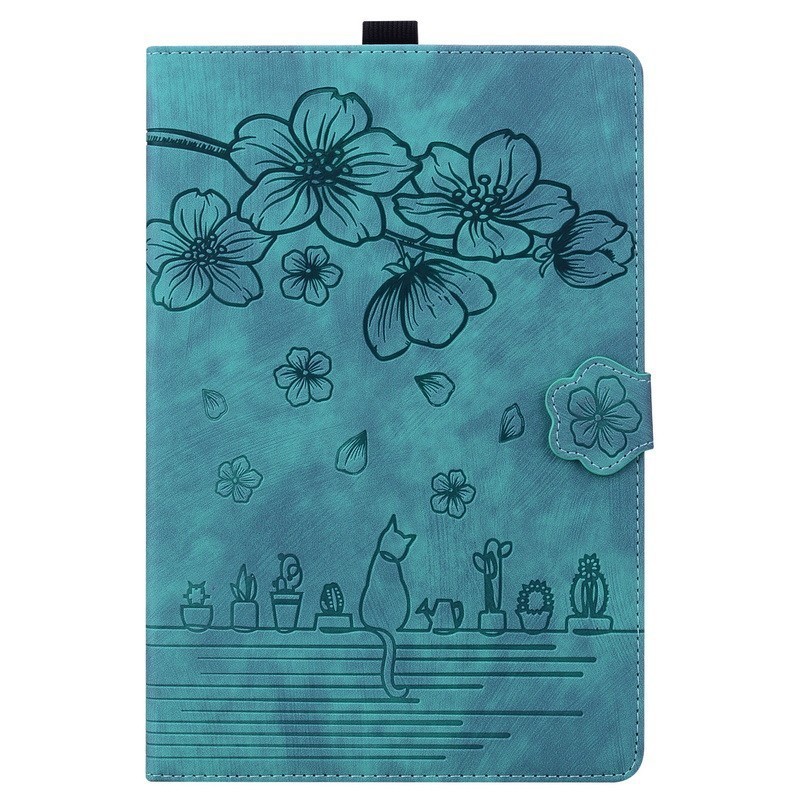 Leather Flower Cat Card Slot Stand Tablet Case For Samsung Galaxy Tab S11 Ultra