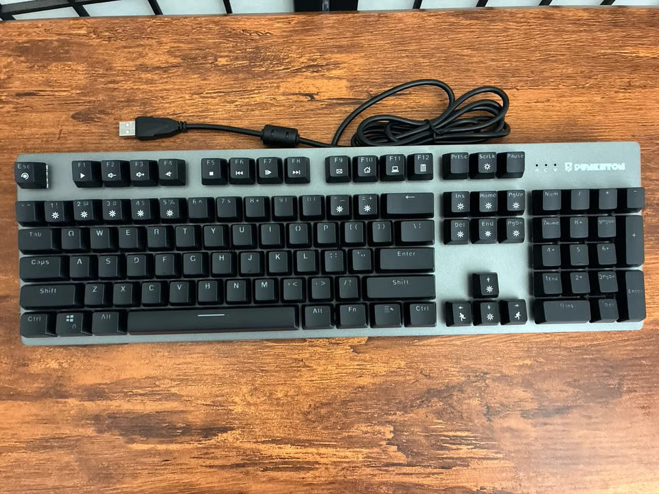 Punkston TK‑104 Mechanical Gaming Keyboard – Wired USB, RGB Backlit, Gray