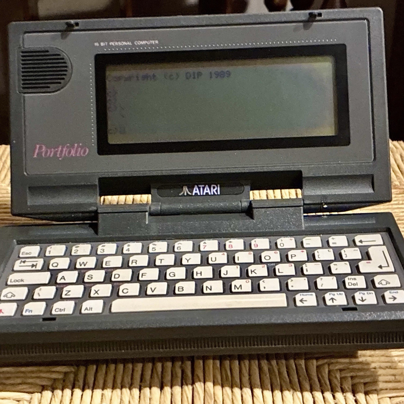 Vintage Atari Portfolio HPC-004 Palmtop Computer Tested Working + 32KB Card