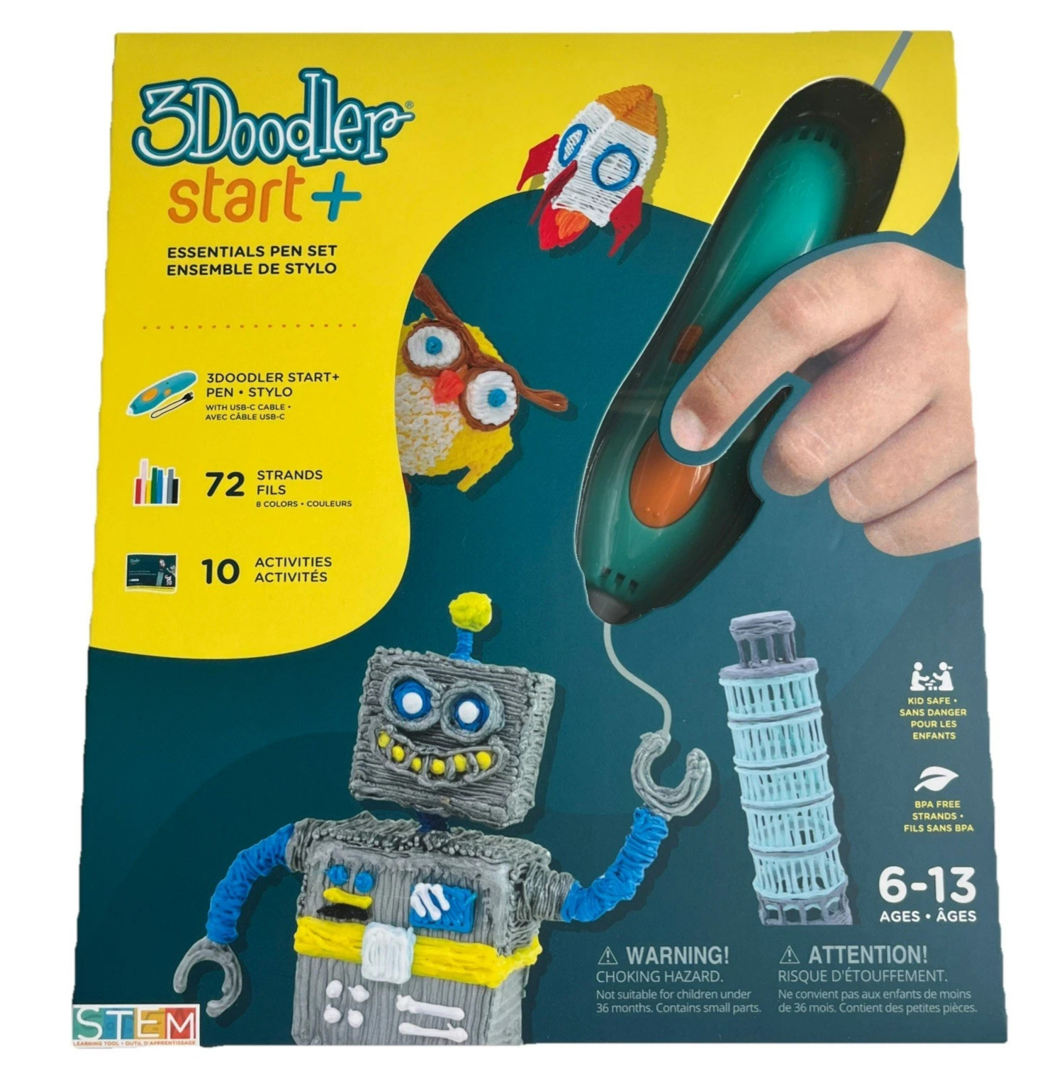 NEW 3Doodler Start+ Essentials 3D Printing Pen Set w 72 Strands 10 Activity STEM